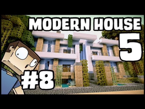 Minecraft Lets Build: Modern House 5 - Part 8