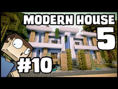 Minecraft Lets Build: Modern House 5 - Part 10