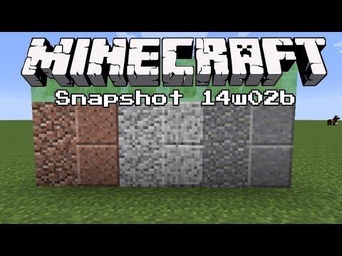 Minecraft 14w02b Snapshot, New Stone, Slime Block, Villager trading, Polished stone