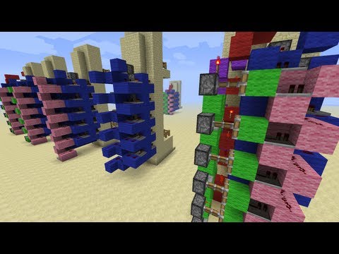 Minecraft 6x7 Piston Elevator Up+Down [Advanced Redstone Tutorials]