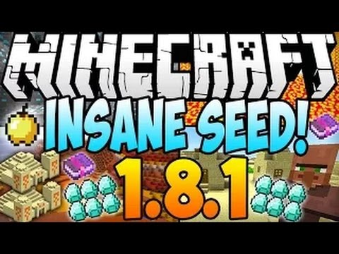Minecraft 1.8.1 Seeds: INSANE SEED! 19 Diamonds, 3 Dungeons, Temple, Village at Spawn! (1.8)
