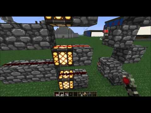Redstone and Glowstone. Example with super fast piston elevator